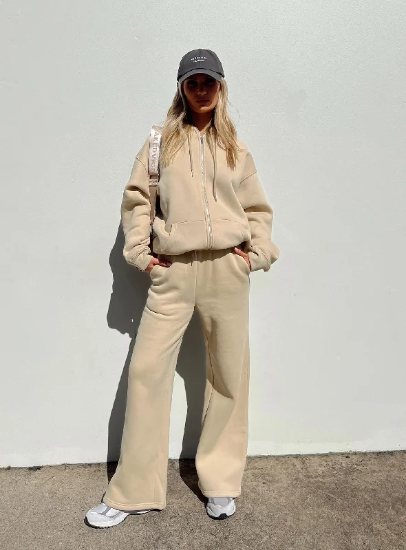 Kaiden Straight Leg Track Pant Beige