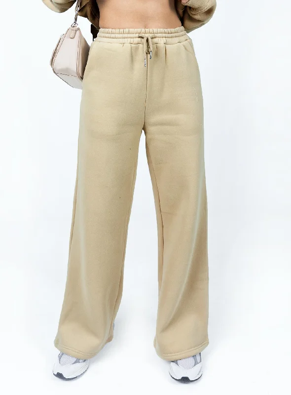 Kaiden Straight Leg Track Pant Beige