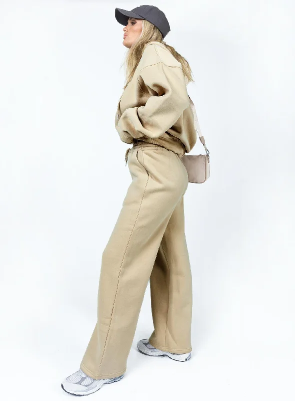 Kaiden Straight Leg Track Pant Beige