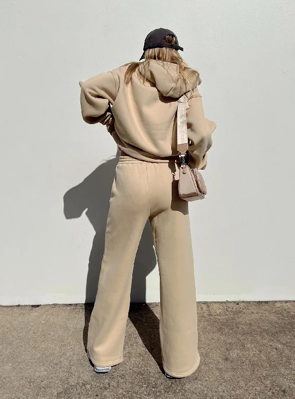 Kaiden Straight Leg Track Pant Beige