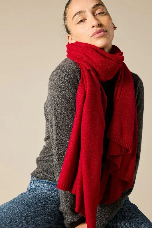 100% Cashmere Scarf in Garnet Red