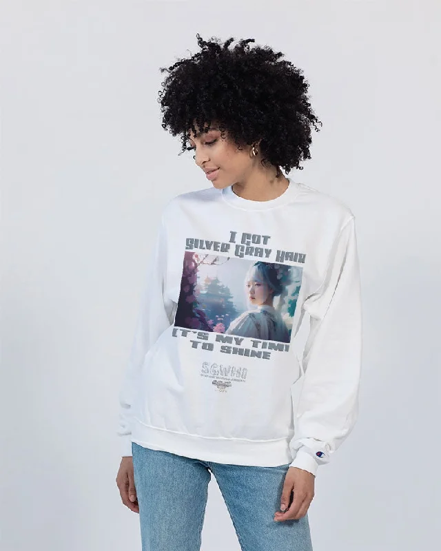 Asian sister with silver grey hair Unisex Sweatshirt | Champion