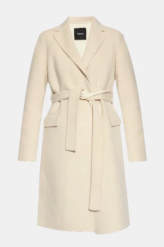 Chevron Wool Coat in Cream