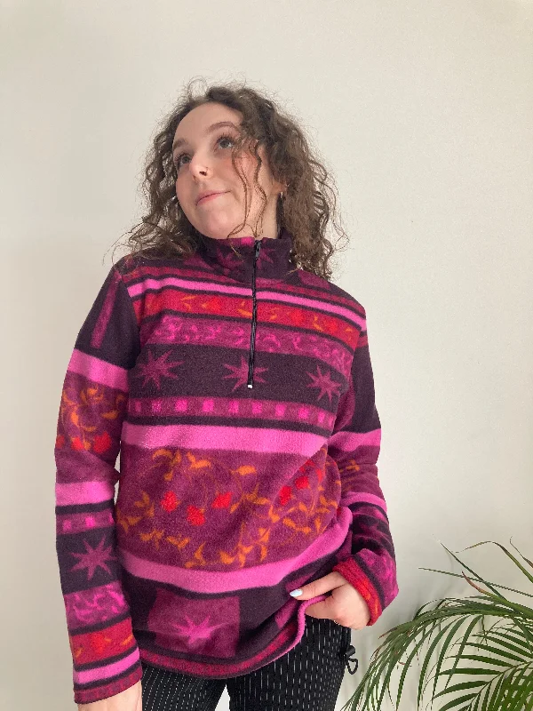 Vintage Pink Floral Print Fleece (M)