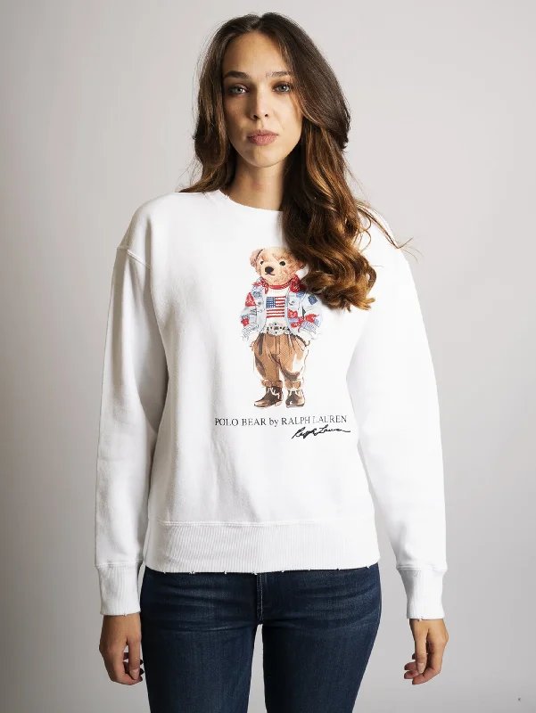 Felpa Girocollo con Polo Bear Bianco