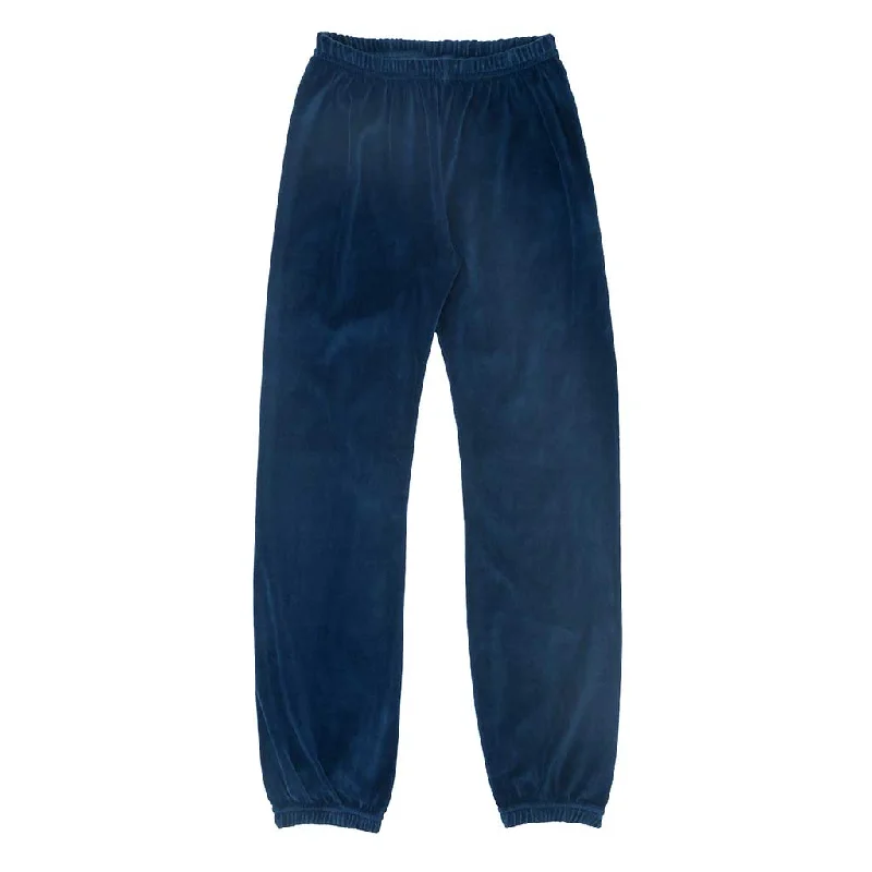 ""SIENA"" 26"" Inseam Velour Sweatpants - Navy