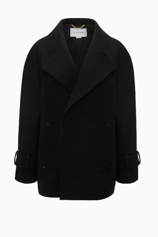 Victoria Beckham Oversized Pea Coat - Black