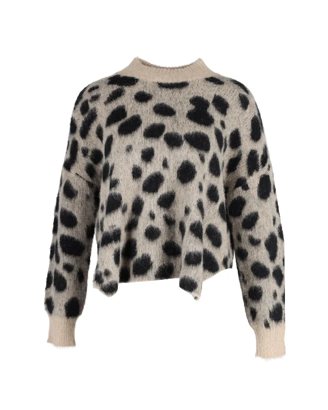 Hugo Boss Fellyna Jacquard Animal Print Sweater in Beige and Black Nylon