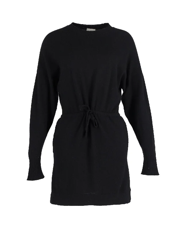 Le Kasha Ribbed Drawstring Waist Tunic in Black Cashmere