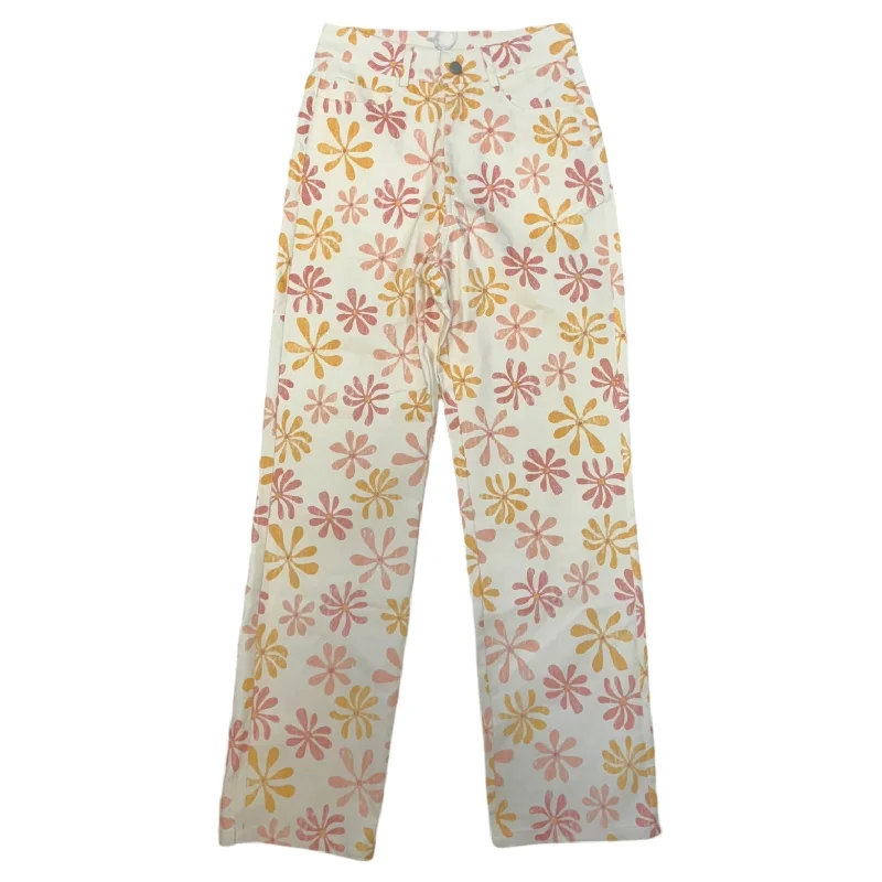 Floral Stretch Denim Pants By Polagram In Floral Print, Size: S