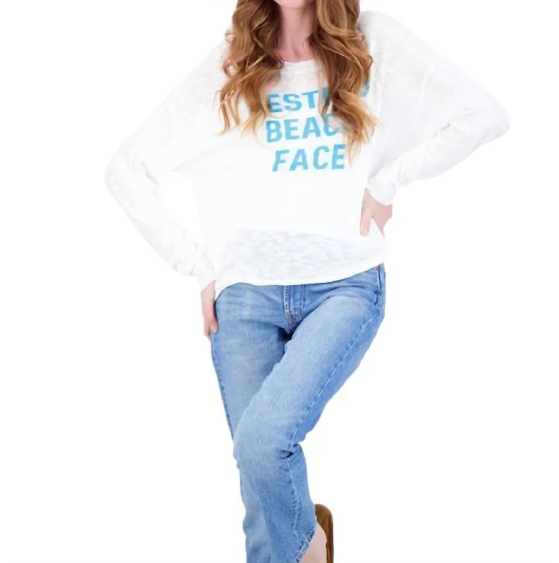 Resting Beach Face Sweater In Turq