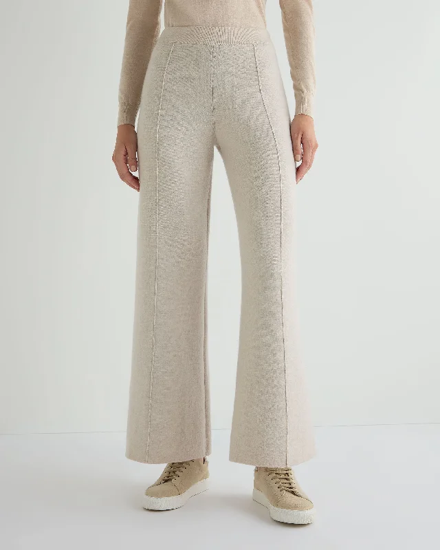 Women's Double Face Trousers Ecru White