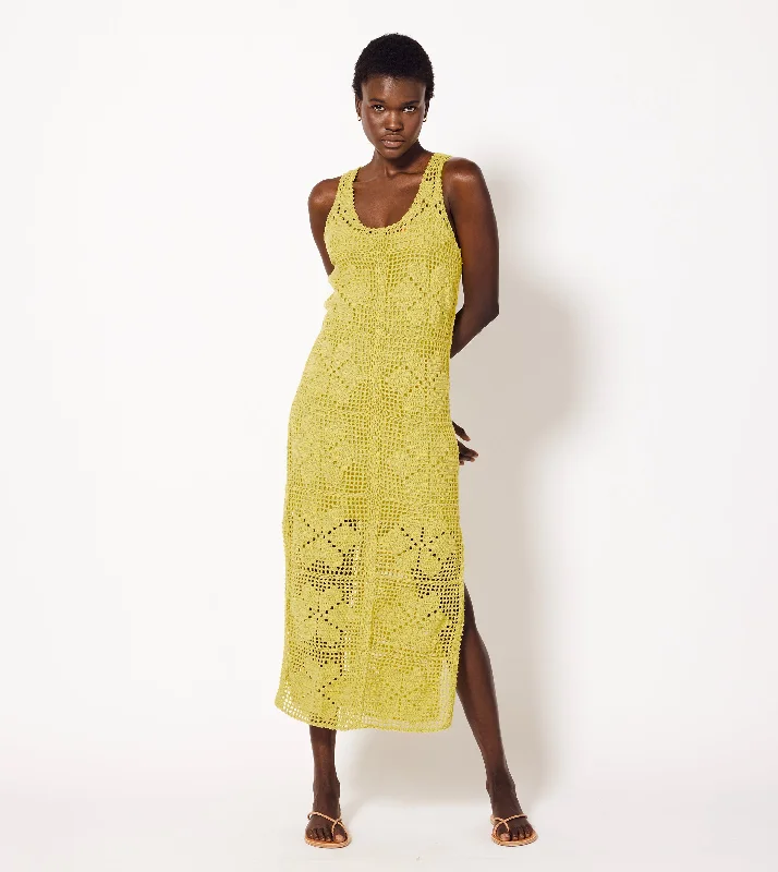 Joy Crochet Ankle Dress | Yellow