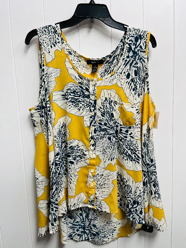 Top Sleeveless By Style And Company In Yellow, Size: Xl