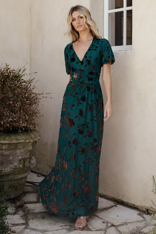 Leslie Velvet Maxi Dress | Bronze + Jade