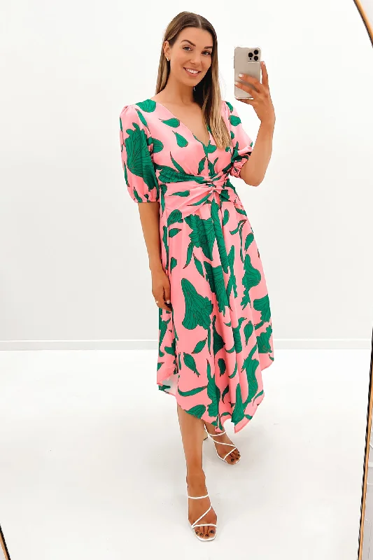 Nony Midi Dress Pink Green