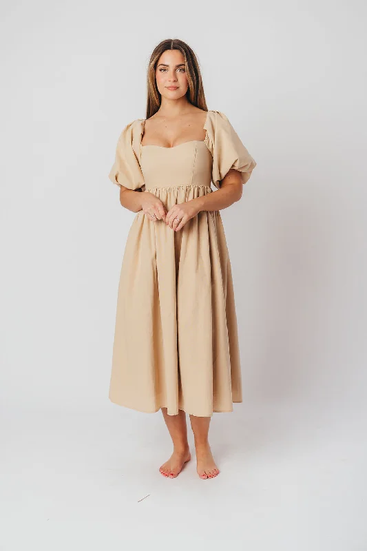 Hamilton Midi Dress in Taupe - Bump Friendly (S-XL)