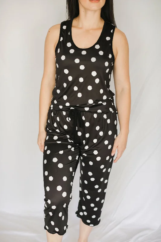 Cooling Polka Dot Pajama Capris Pant Set