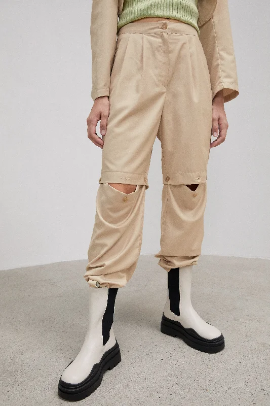 Detachable Open Knee Pants, Beige