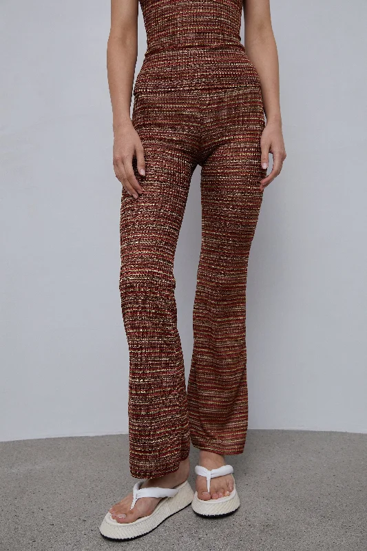 Multi-Color Knit Pants, Burgundy