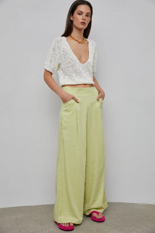 Tencel Wide Leg Pants, Apple Green