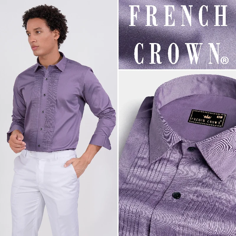 Amethyst Smoke Lavender Subtle Sheen Super Soft Premium Cotton Tuxedo Shirt