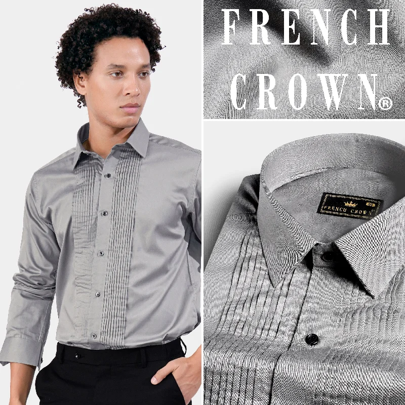 Chalice Gray Subtle Sheen Super Soft Premium Cotton Tuxedo Shirt