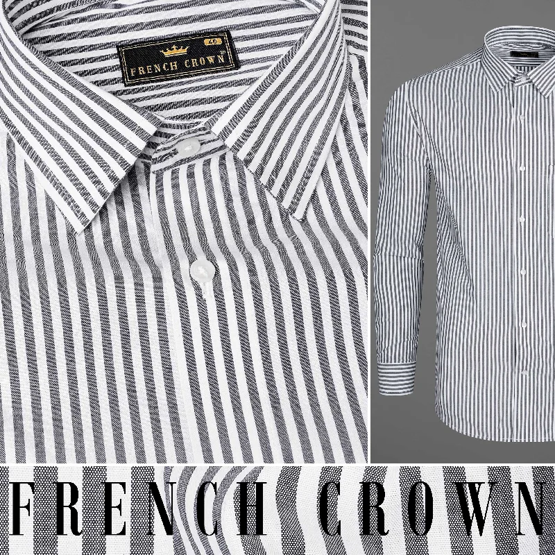 Dolphin Gray and White Striped Premium Cotton Shirt