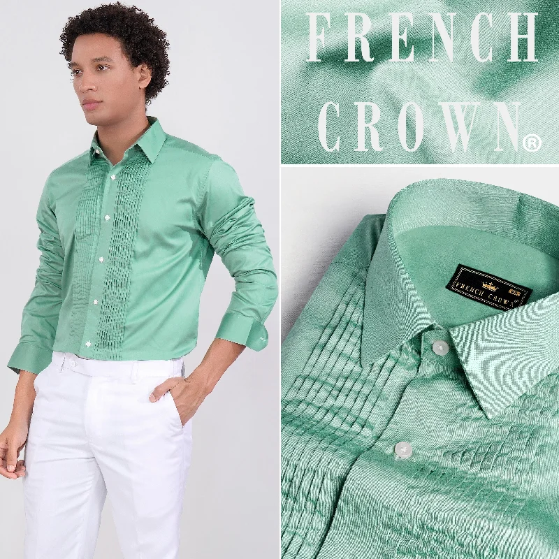 Gulf Stream Green Subtle Sheen Super  Soft Premium Cotton Tuxedo Shirt