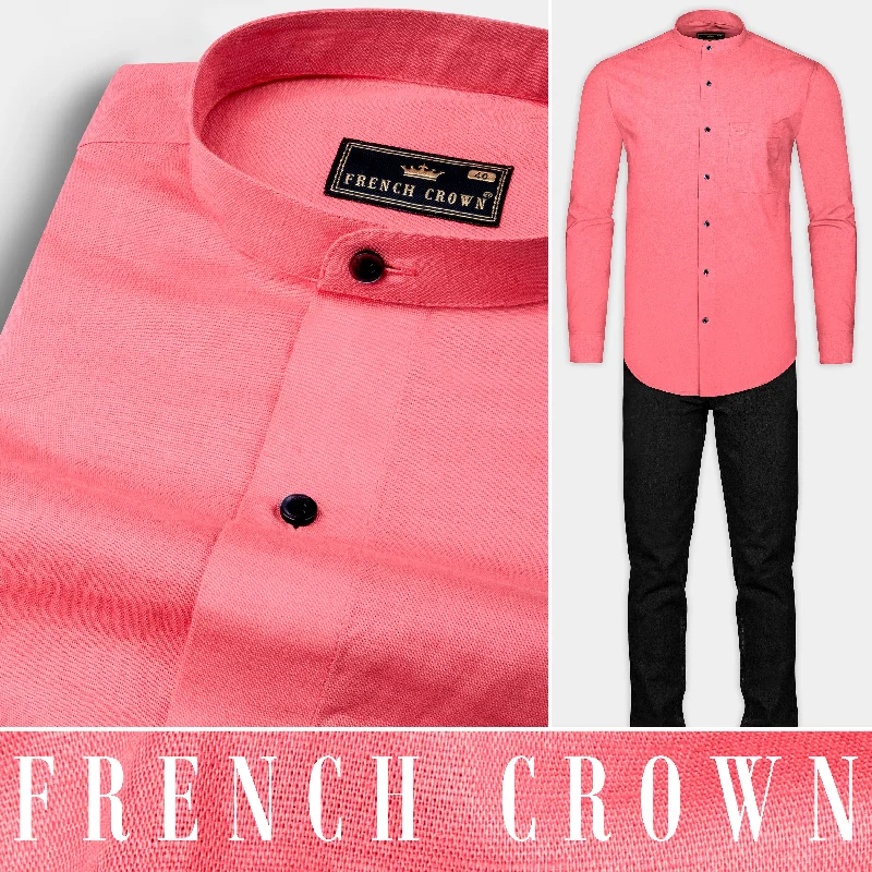 Light Coral Pink Luxurious Linen Shirt