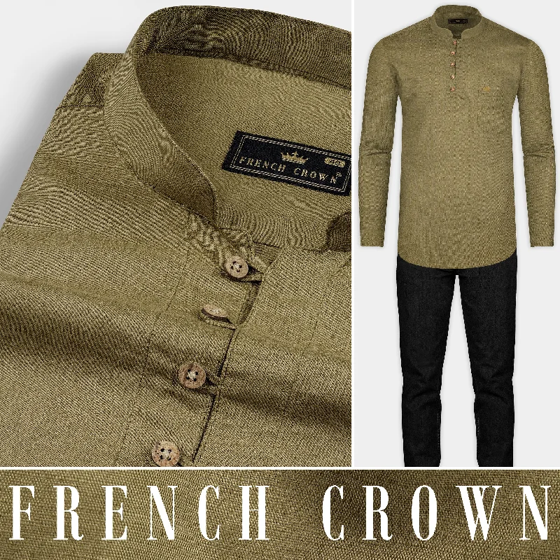 Moccasin Brown Luxurious Linen Kurta Shirt