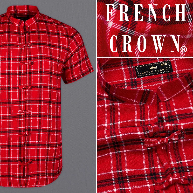 Scarlet Red Plaid Flannel Designer Shirt