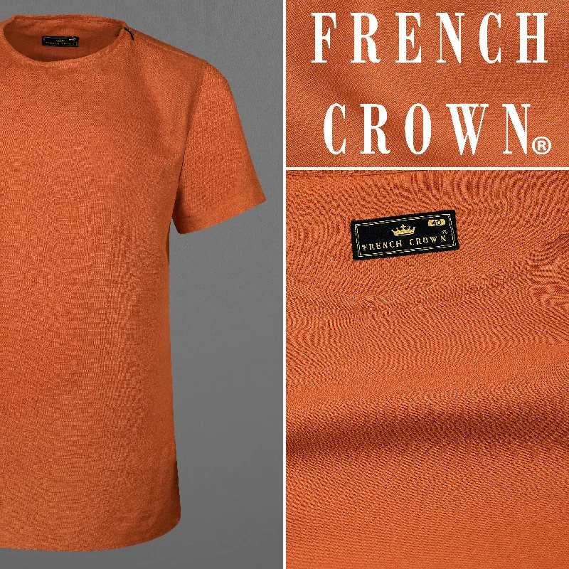 Tuscany Orange Luxurious Linen Bush Shirt